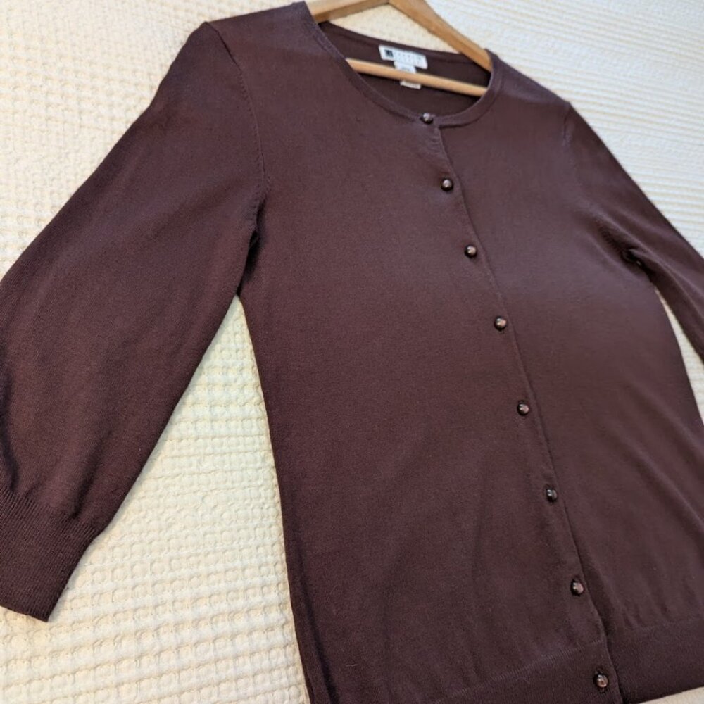 Viscose Knit Cardigan Chocolate Brown Size M - Picture 2 of 10